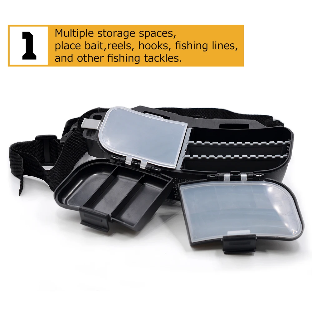 MNFT-señuelos de pesca multifuncionales, caja de aparejos, cucharas, ganchos, carretes, herramienta de almacenamiento, caja de cintura, cajas portátiles para cebo de pescado, 1 Juego - imagen 4