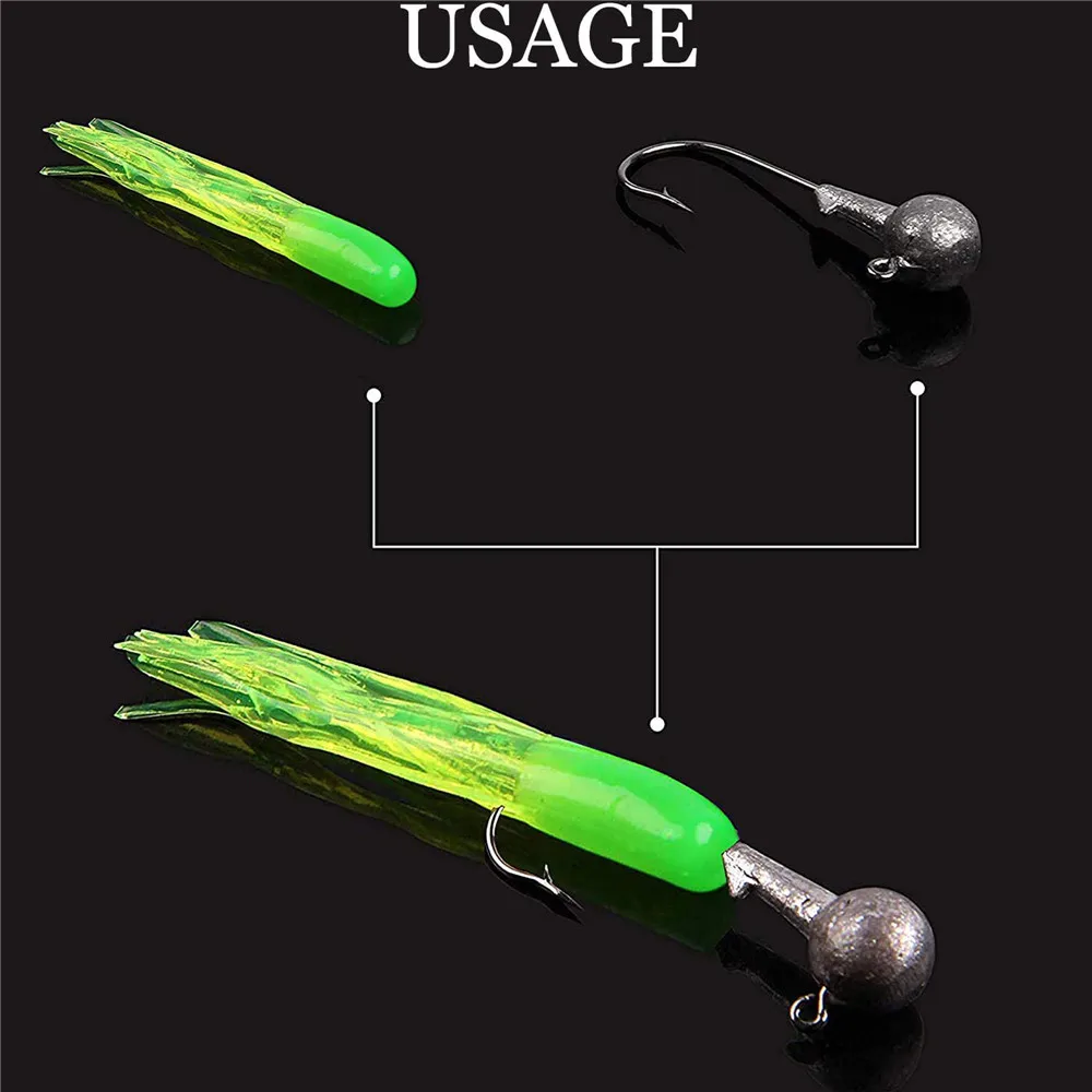 Kit de Señuelos de Pesca de trucha blanda, anzuelos de lubina con cabeza de plantilla, gusanos artificiales, señuelo, aparejos de cebo, 110 piezas/48 piezas - imagen 5