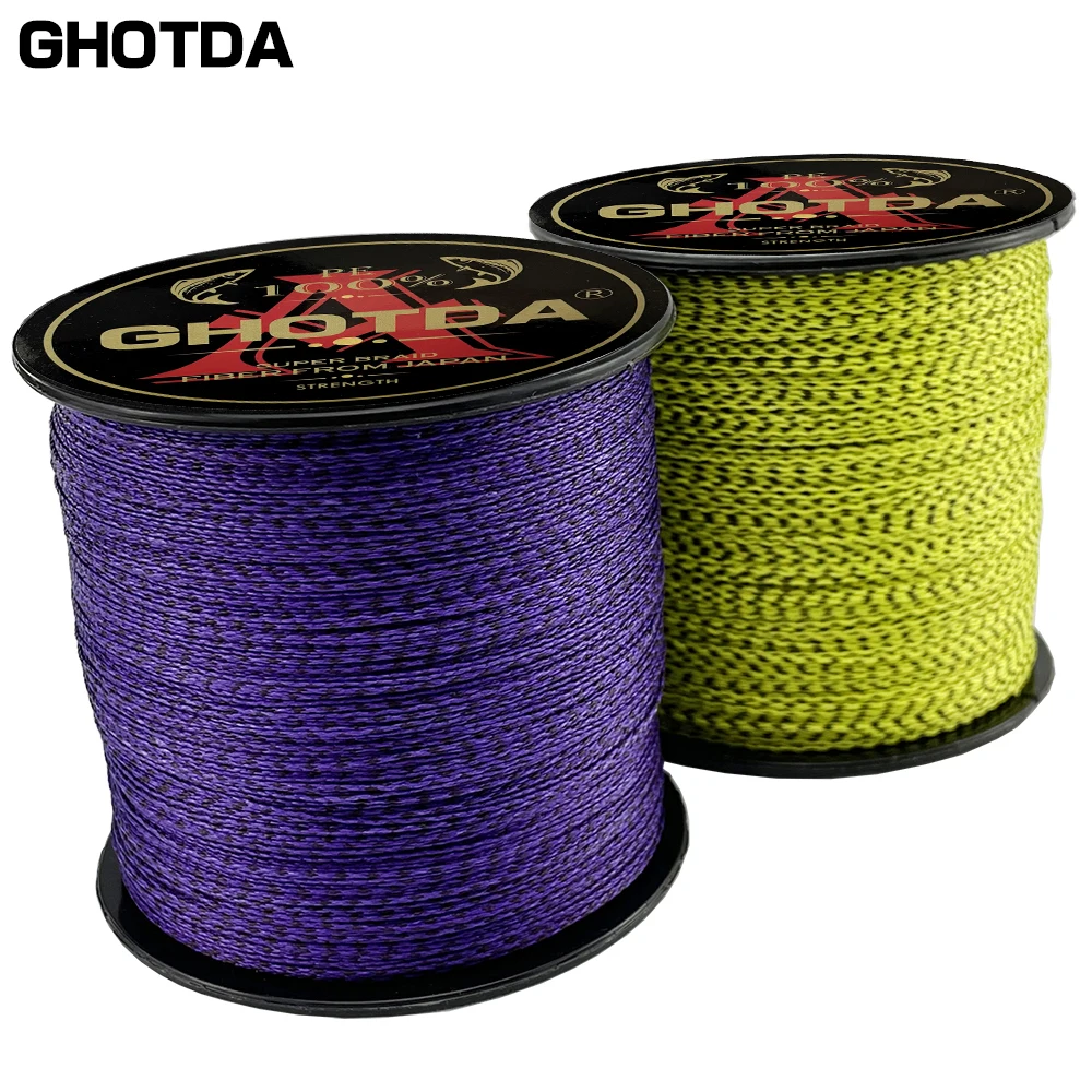 GHOTDA-sedal de pesca trenzado de 4 hebras, hilo de pescar Multicolor de 100% PE y 300M, tejido de carpa de agua salada, 10-80lb, manchado Invisible - imagen 2