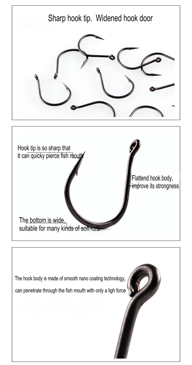 Consejos de gancho afilados y una puerta de gancho ensanchada aseguran una pesca efectiva y eficiente