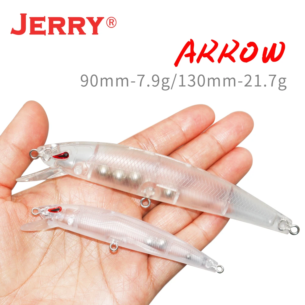 Jerry ARROW-señuelo de pesca sin pintar, cuerpo en blanco, agua dulce, agua salada, cebos de manivela, 10 Uds., sonajero flotante DIY, aparejos de plástico