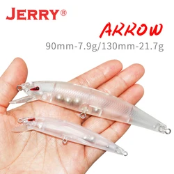 Jerry ARROW-señuelo de pesca sin pintar, cuerpo en blanco, agua dulce, agua salada, cebos de manivela, 10 Uds., sonajero flotante DIY, aparejos de plástico