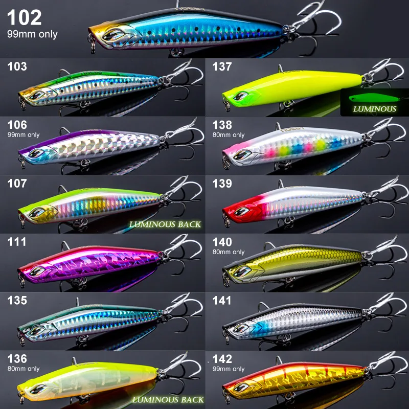 Noeby-Señuelos de pesca hundidos, 80mm, 14, 18g, 99mm, 28 y 36g, Wobblers de fundición larga, cebos duros artificiales para lubina, señuelo de pesca de mar - imagen 4
