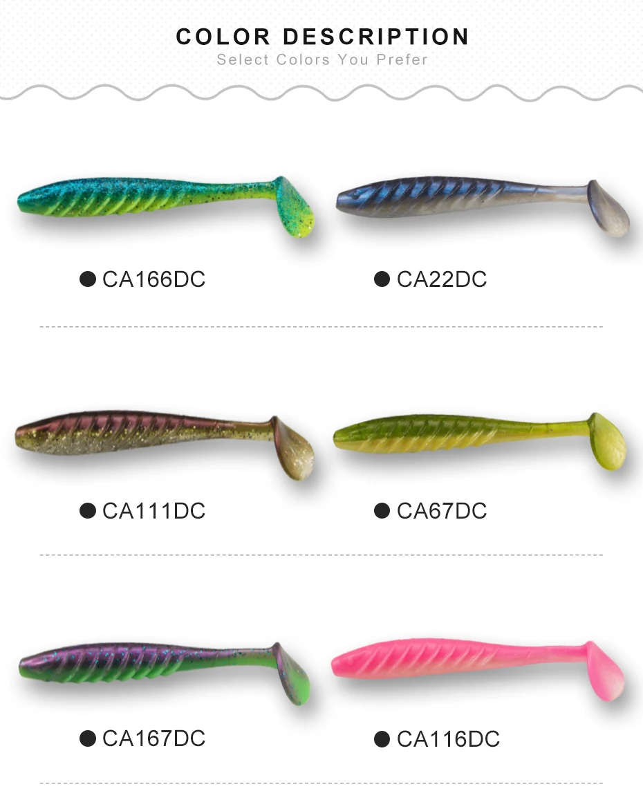 KESFISHING Ripple Shad 4 "6 uds Peche Isca cebo Artificial de silicona suave lubina Pike olor a pescado Pesca señuelo de Pesca - imagen 5