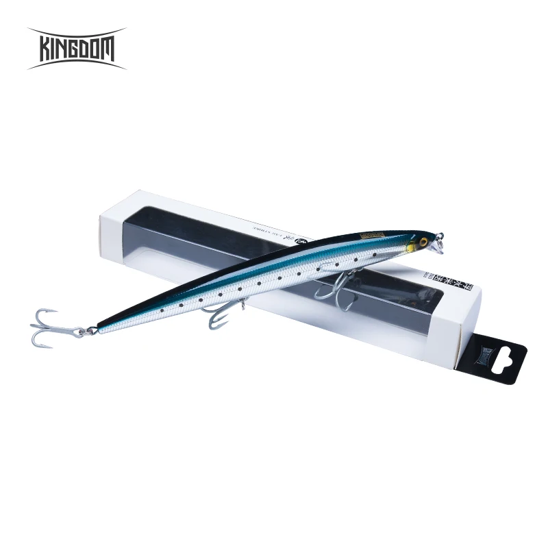 Kingdom-Señuelos de pesca de fundición larga, 14,5g, 19g, 29g, pececillo flotante de hundimiento lento, Wobbler, cebo duro Artificial, Jerkbaits, Lucio de lubina