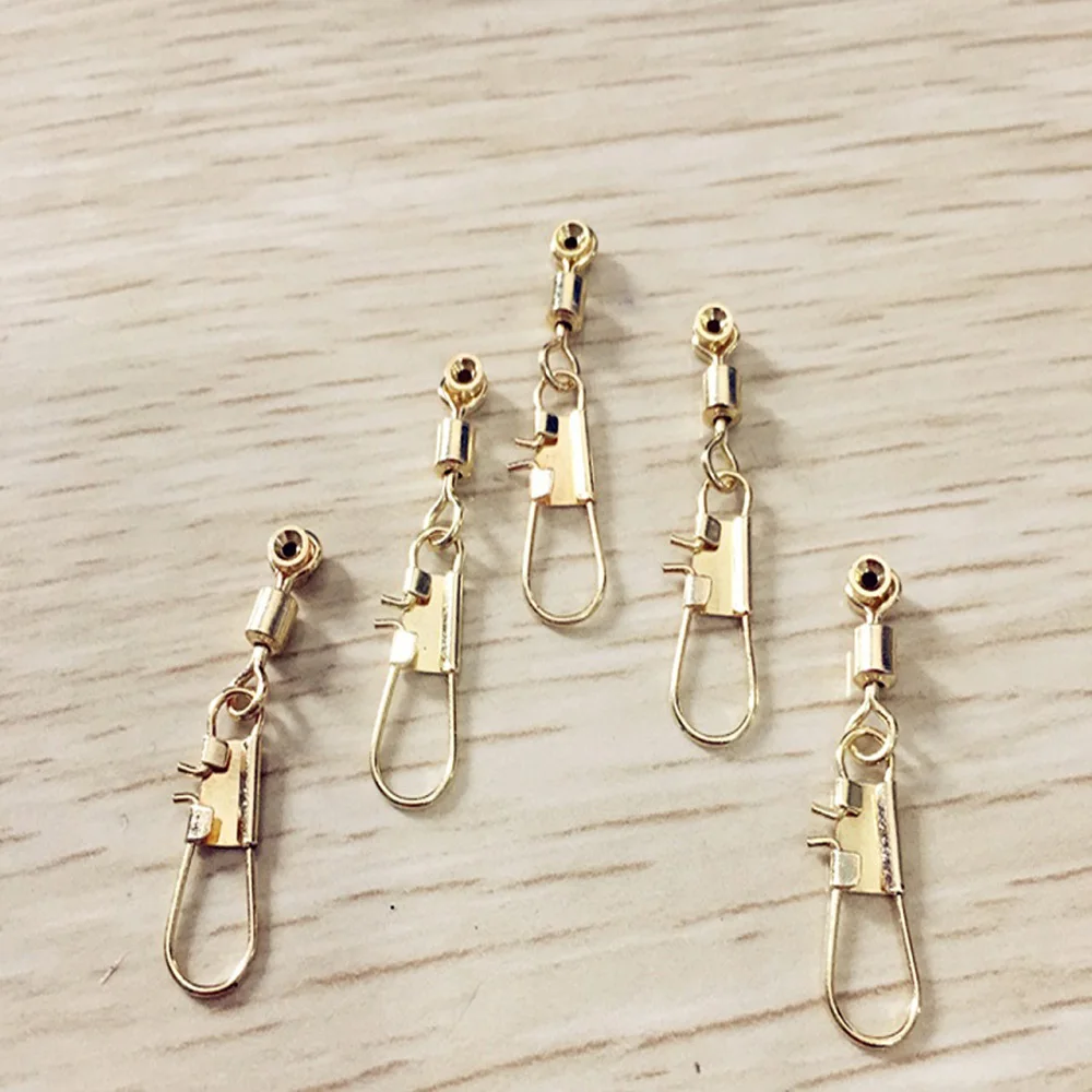 10-20 unids/lote frijol de mar con cabeza de cobre dorado Bobber Space Beans pesca giratorios gancho pin conector herramientas de pesca Accesorios