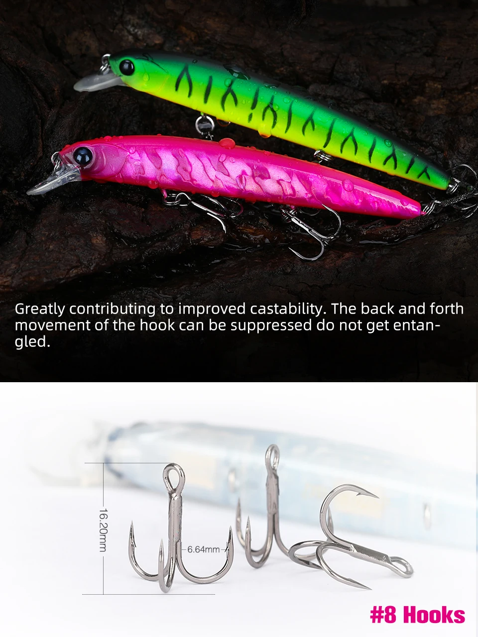 TSURINOYA-señuelo de pesca de pececillo suspendido, DW78, 92mm, 9g, Lucio de fundición larga, 3 anzuelos, cebo duro con manivela, Wobbler Jerkbait