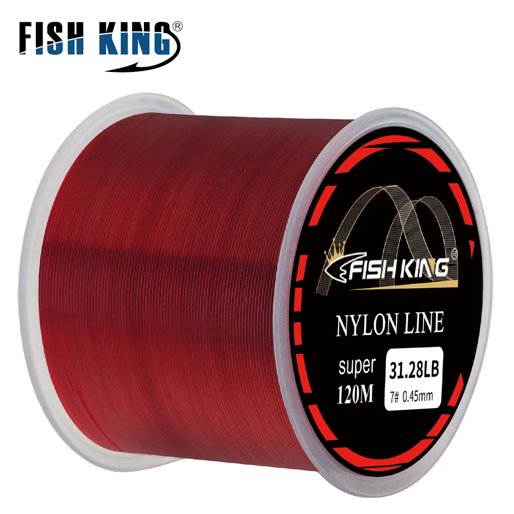 FISH KING-sedal de pesca de nailon, 120M, 5 colores, 4,13LB-34,32LB, línea de carpa, monofilamento extra fuerte, sedal de pesca de mar, Japón