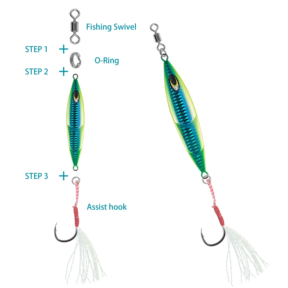 Anzuelo de acero de alto carbono con púas, señuelo de Jigging individual con pluma para lubina, 120/60 piezas - imagen 5