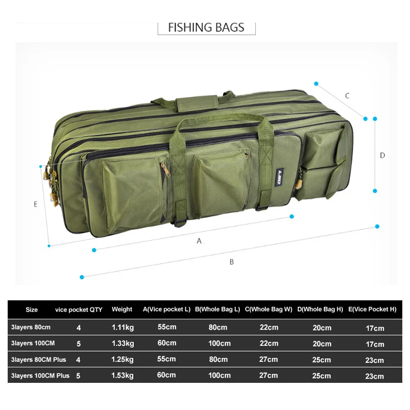 Bolsa plegable de tres capas para caña de pescar, bolsa para caña de pescar de doble hombro, bolsa de almacenamiento gruesa, mochila para equipo de pesca X571G - imagen 4