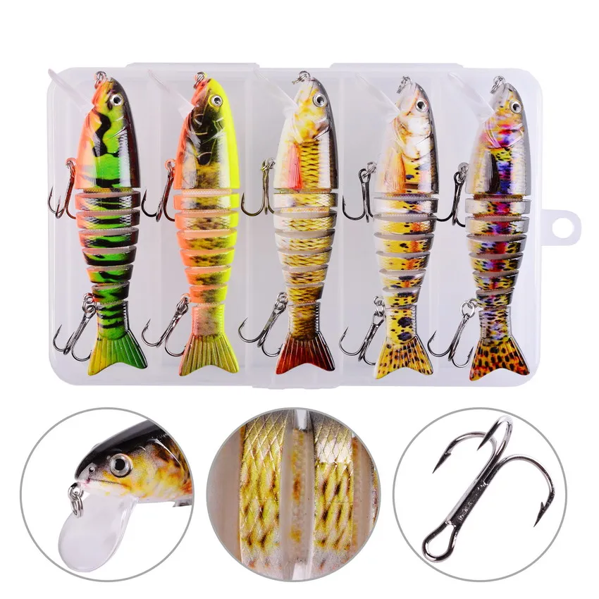 Juego de Señuelos de Pesca Wobbler Crankbaits, caja de pesca para Wobbler Swimbait, Kit de cebo Artificial, señuelo duro, aparejos de pesca, 5 unids/lote por caja - imagen 5