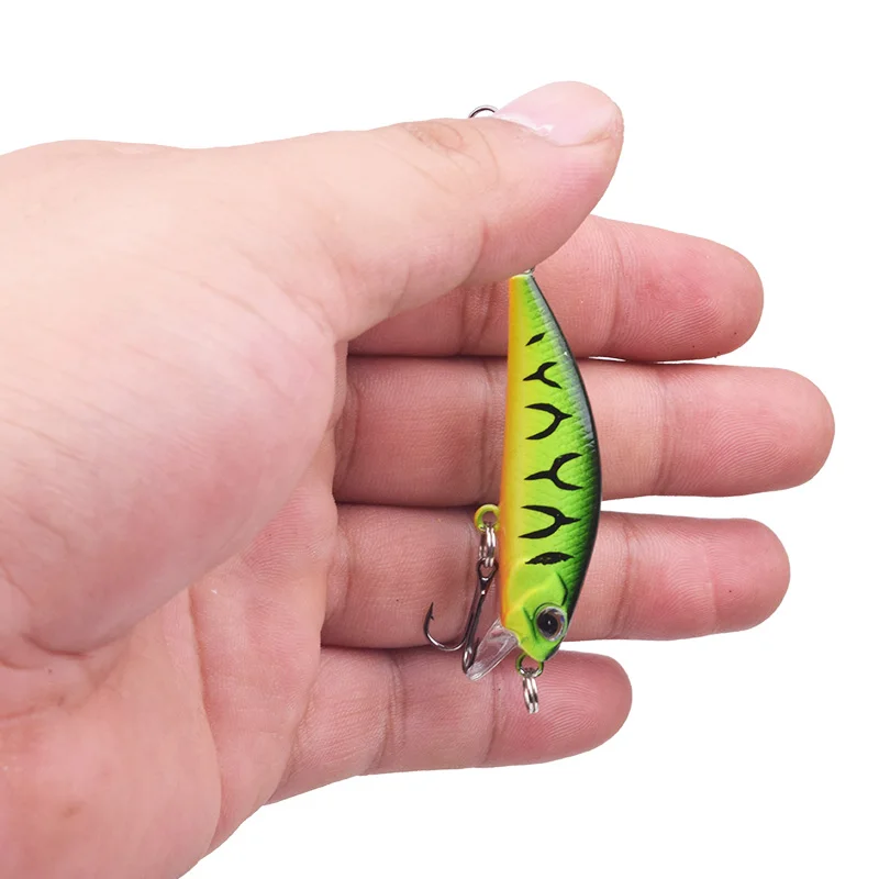 Juego de Señuelos de Pesca de colores mezclados, Mini Wobblers de pececillo de 52mm/55mm, cebos artificiales de plástico duro que se hunden, aparejos de Pesca lentamente, 12 Uds. - imagen 4