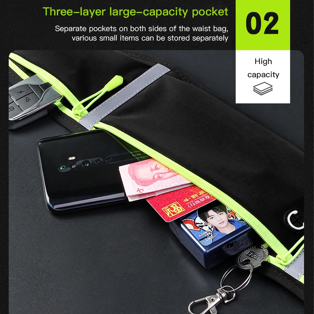Riñonera para correr, bolsa de cinturón multifuncional impermeable, bolsa de bolsillo deportivo, paquete de cinturón antideslizante para gimnasio, bolsa de teléfono para ciclismo - imagen 5