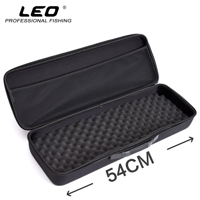 LEO-funda portátil para caña de pescar, funda de EVA negra a prueba de golpes, cubierta dura, esponja para caña de pescar, bolsa de almacenamiento para carrete - imagen 4