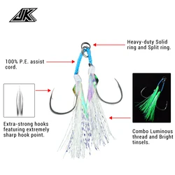 JK LAI-L anzuelo luminoso besugo doble acero inoxidable vertical