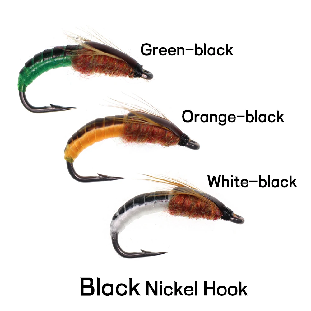 Bimoo 6PCS # 8 # 10 # 12 # 14 mosca realista de ninfa Scud para pesca de trucha, cebo de insecto Artificial, señuelo Caddis, mosca de pesca de ninfa - imagen 5