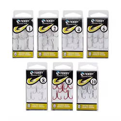 Noeby-anzuelos de pesca triple, 1 #2 #4 #6 #8 #10 #, anzuelos de pesca de acero al carbono, aparejos de pesca de agua salada
