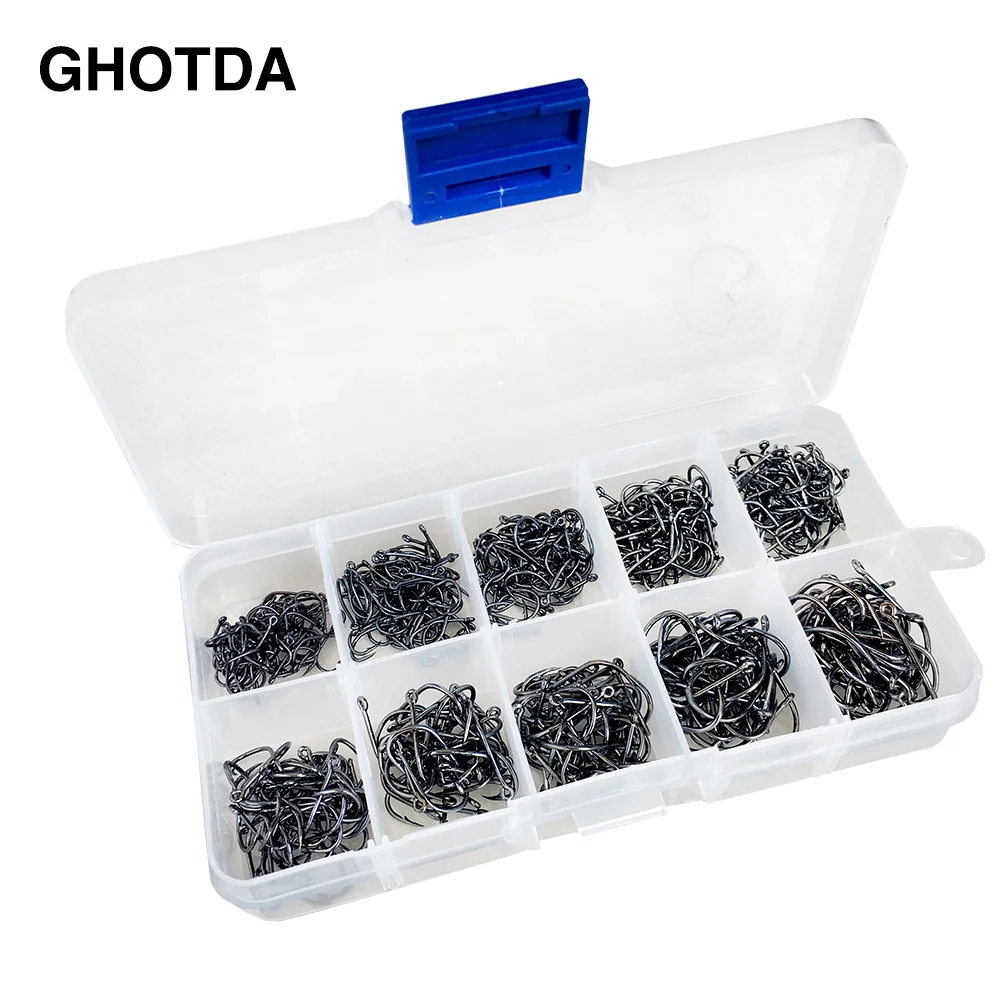 Anzuelos de pesca de 500 piezas, tamaño Mixto 3-12 #, anzuelos con púas - imagen 2