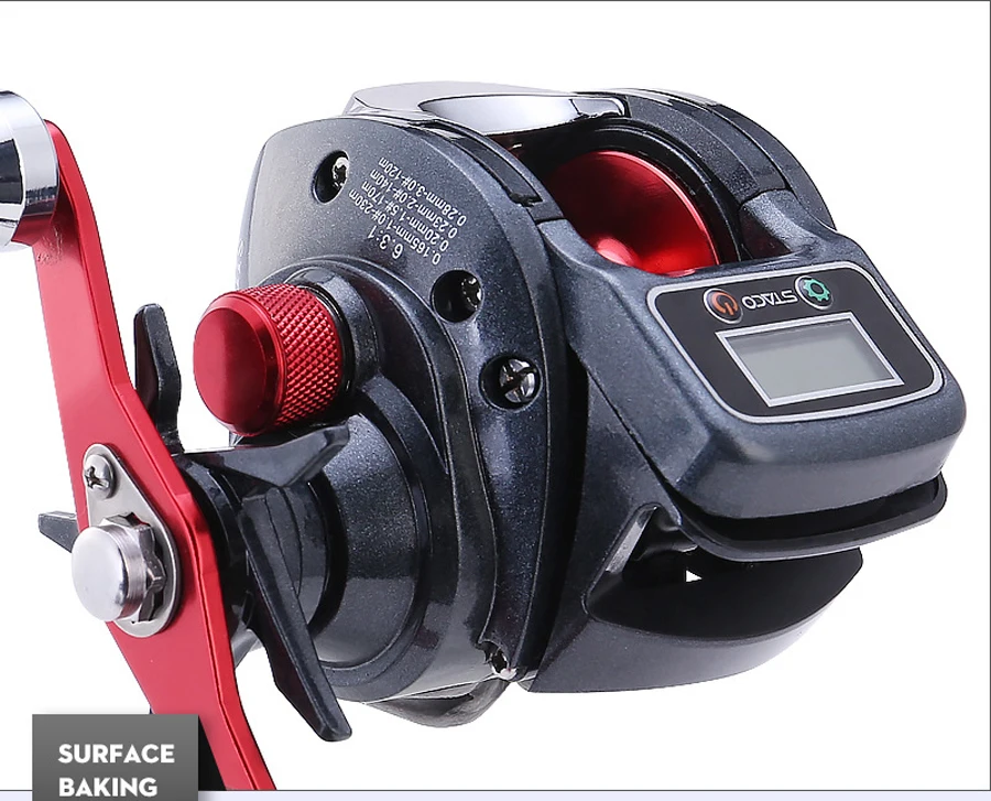 Carrete contador de línea de pesca de alta resistencia, 6,3: 1 13 + 1, rodamiento de bolas, pantalla Digital LED, Baitcasting - imagen 3