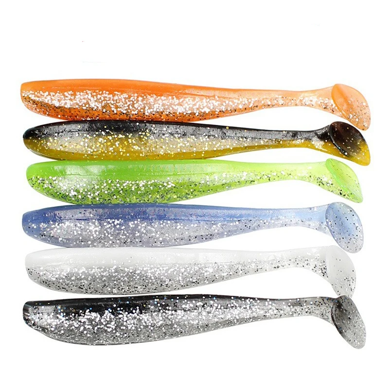 Señuelo de pesca biónico, 6 piezas, 8cm/3,5g, Jigging, Swimbait, cola en T de doble color, perca, Lucio, perca, 7 colores - imagen 2