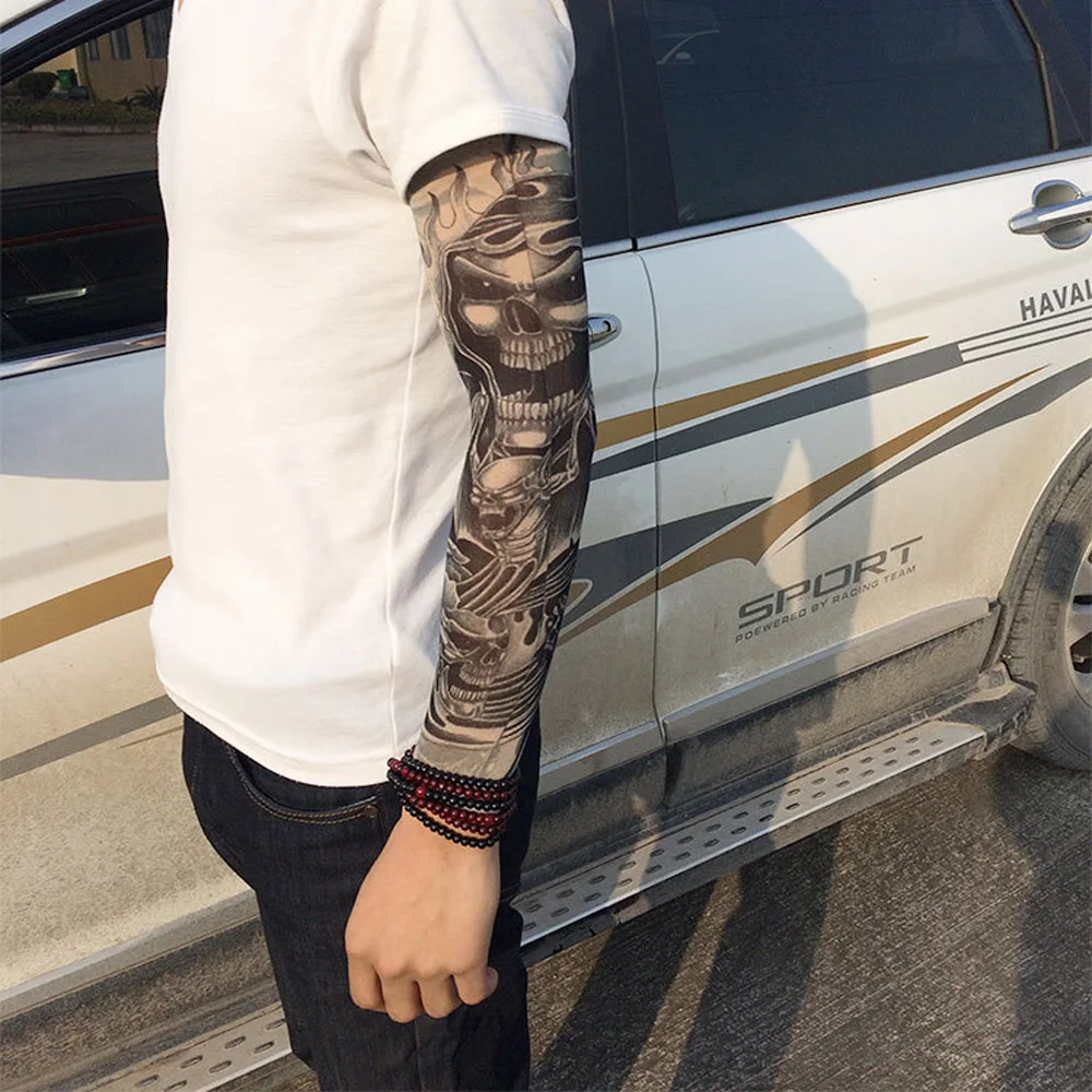 Calentador de brazos Unisex de secado rápido, protección UV para exteriores, manga falsa temporal para correr, protección de la piel, Mangas de tatuaje de nailon, medias