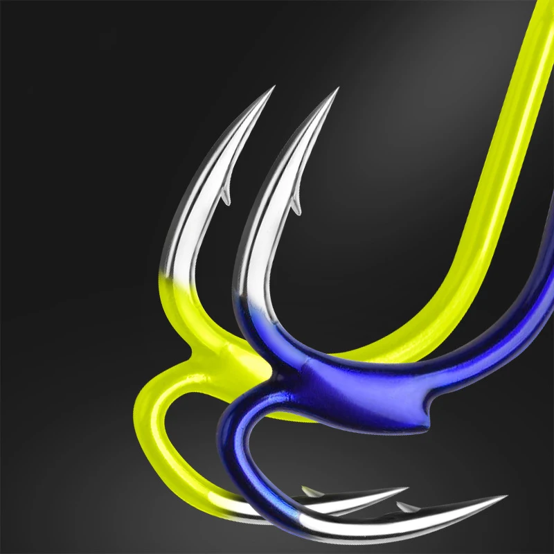 Anzuelo de pesca de lucha afilado con púas, de acero de alto carbono, con dos puntas de resistencia, equipo de pesca de mar, doble gancho, A252, 10 unidades por lote - imagen 2