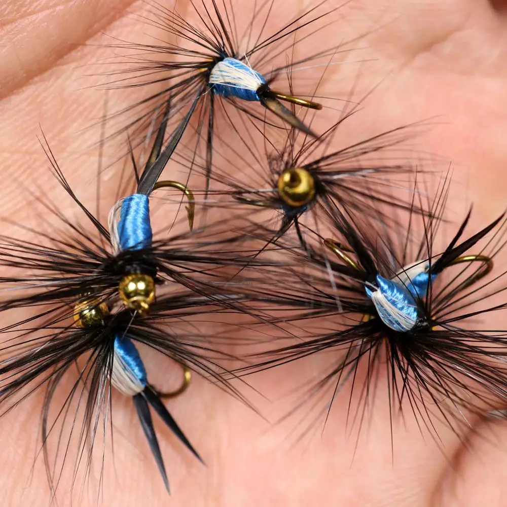 Bimoo-señuelos de pesca con mosca, lote de 6 unidades, varios estilos, seco, húmedo, ninfa, Pupae, Tenkara Streamer, Stonefly, cabeza de cuentas, moscas de la ninfa, trucha - imagen 3