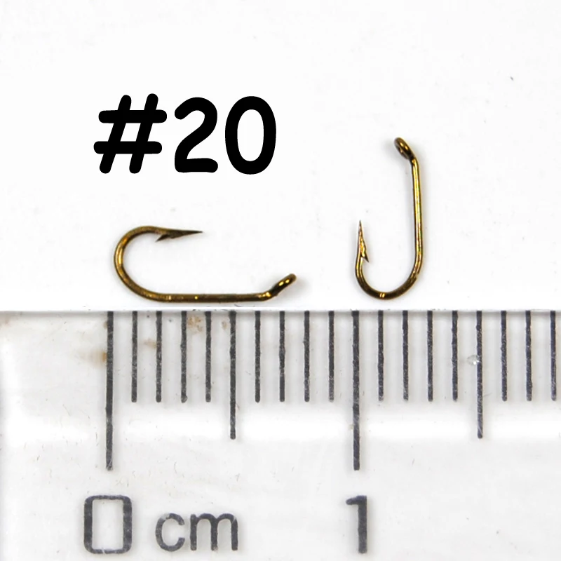 Bimoo Premium-anzuelo estándar de mosca seca, ganchos de atado de moscas, forjado, curva hacia abajo, acabado bronce, tamaño pequeño #20 #22 #24, 25 piezas - imagen 3