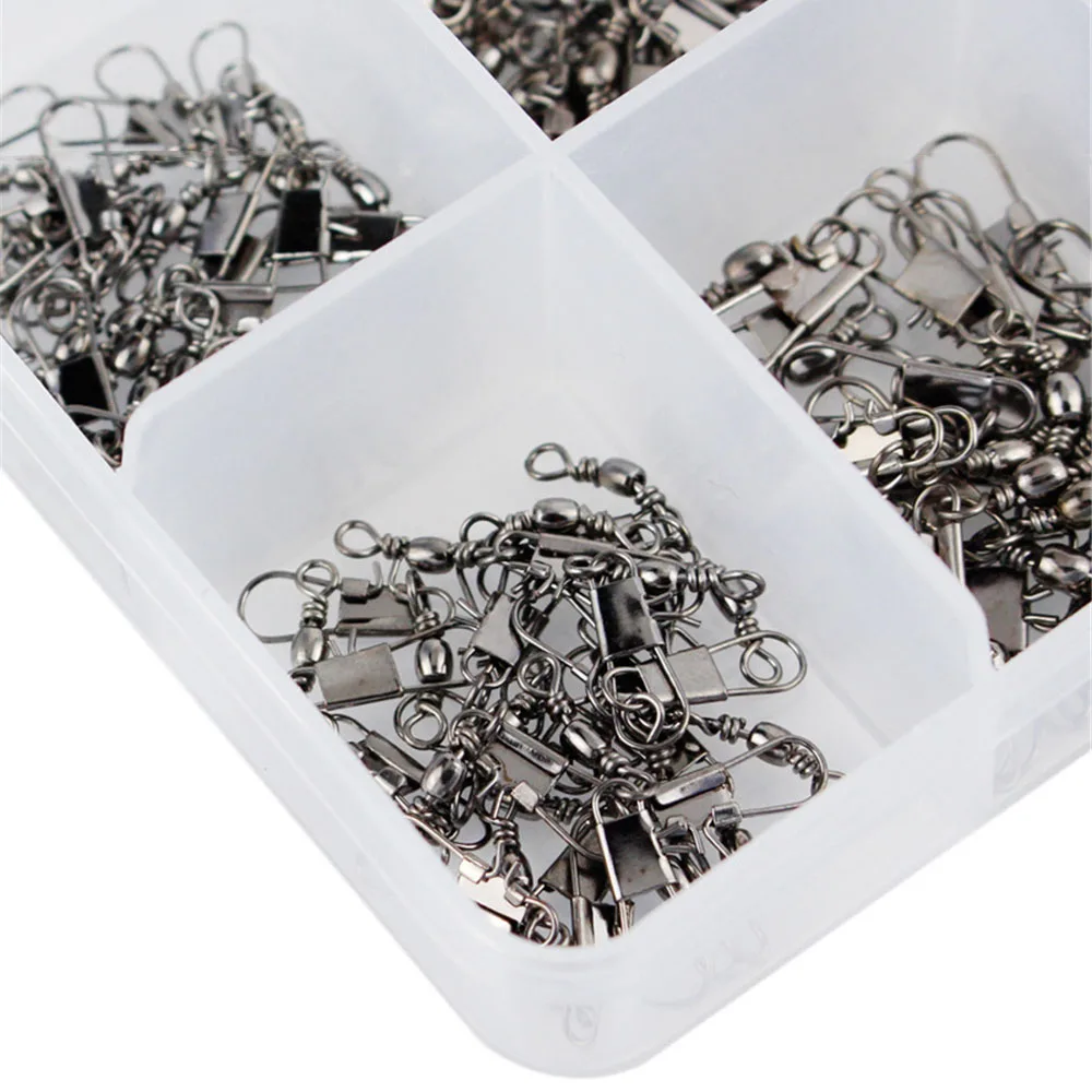 200 unids/caja conector de pesca Pin rodamiento giratorio de acero inoxidable con señuelo para anzuelo a presión aparejos de pesca accesorios de gancho - imagen 5