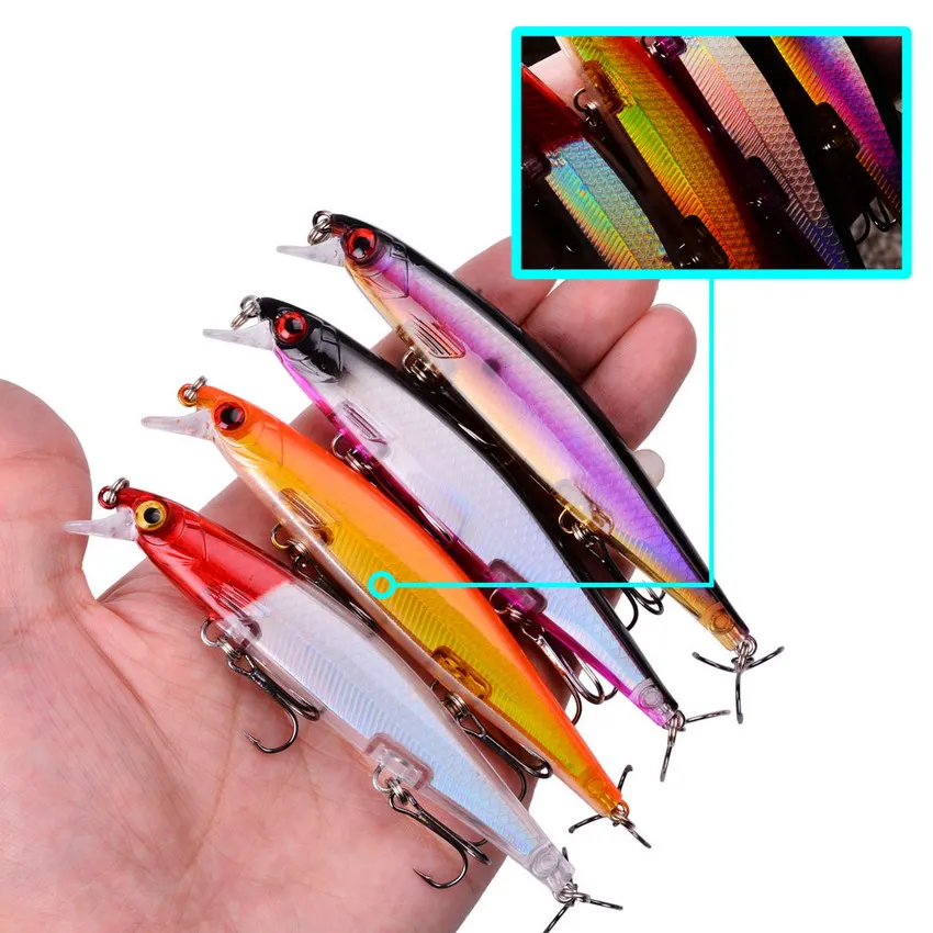 Señuelo de pesca de pececillos, cebo Artificial duro con láser, ojos 3D, 11cm, 12,9g, 0,2 m-1m - imagen 4
