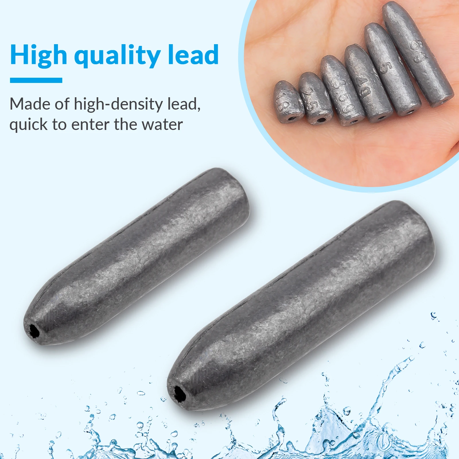 THKFISH 50 Uds pesas de pesca plomos 1,8g 2,5g 3,5g 4g 5g 6g plomo tipo bala para aparejos de pesca de mar Texas Rig Carolina - imagen 3