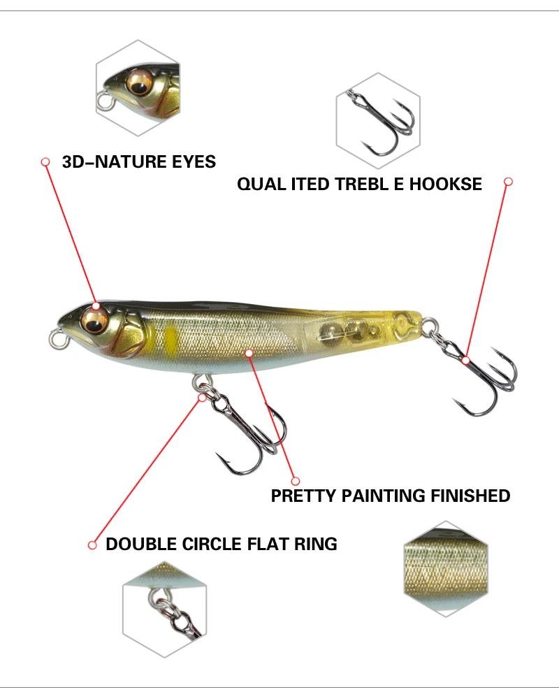 Señuelo de pesca flotante, cebo duro Artificial, 71mm, 7g