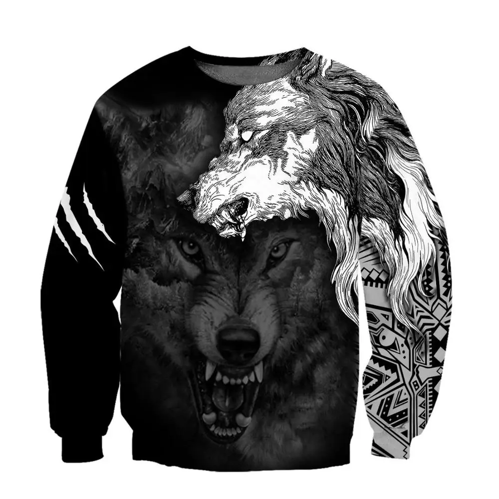 Wolf Spirit Tattoo-sudaderas con estampado 3D para hombre, ropa de calle Unisex, jersey con cremallera, chaqueta informal, chándal KJ0198 - imagen 5