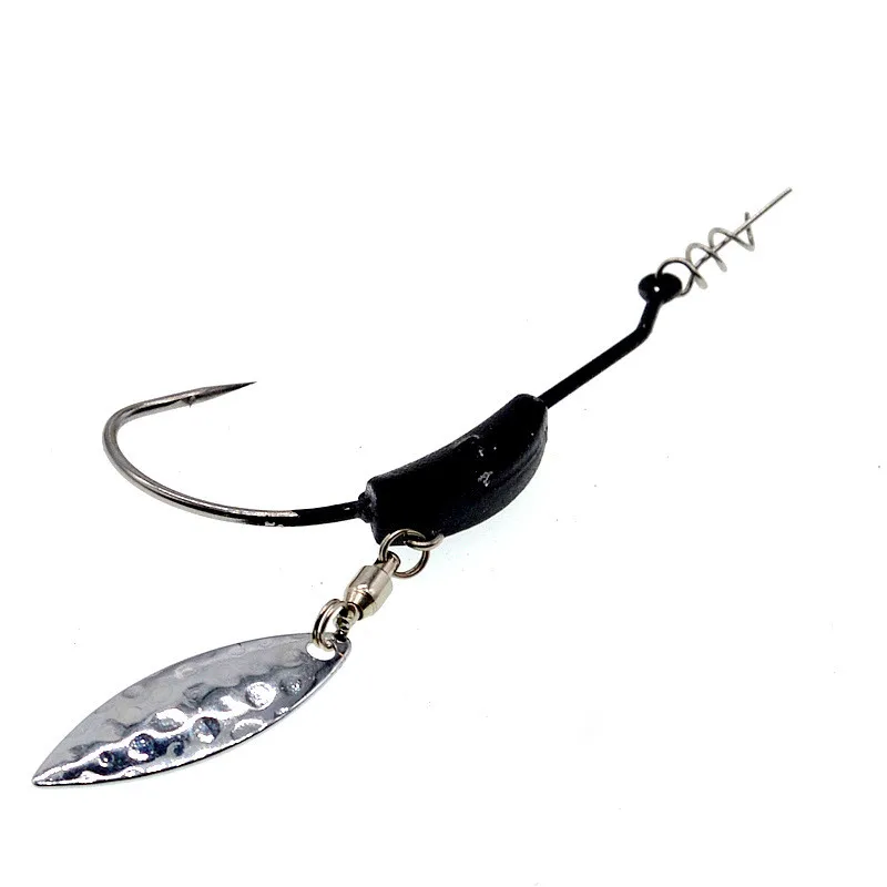 Anzuelo de señuelo de gusano suave para pesca, 2g, 4g, 7g, peso de plomo, anzuelos con cabeza de anzuelo con cucharas de rotación, Spinner, anillos de rodamiento de cebo Buzz - imagen 2