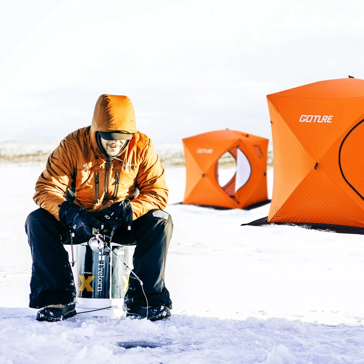 Goture-refugio portátil de pesca en hielo para 3-4 personas, tienda de campaña de invierno de apertura rápida, impermeable, a prueba de viento, tienda cálida de algodón para exteriores - imagen 5