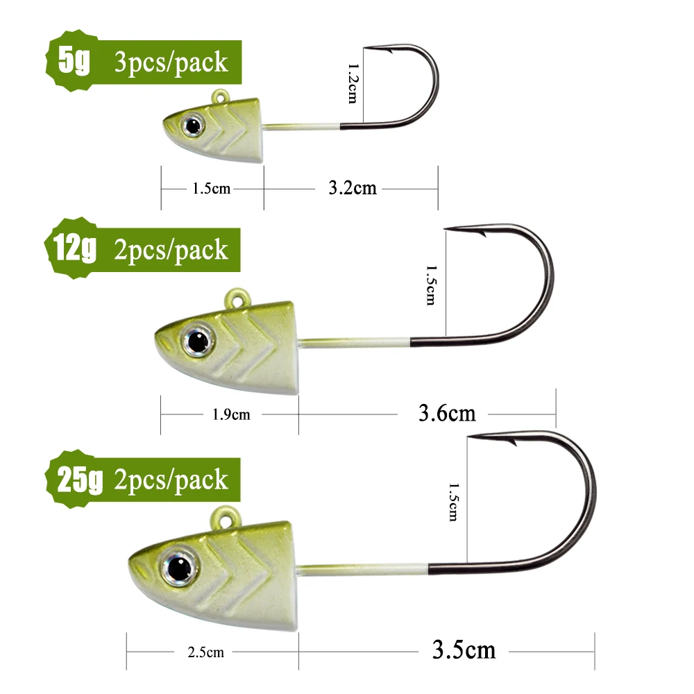 FTK-anzuelos de pesca de 5g, 12g, 25g, anzuelo con cabeza plomada, plantilla de cabeza, señuelo duro, cebo de gusano blando, plantilla de gancho para pesca - imagen 3