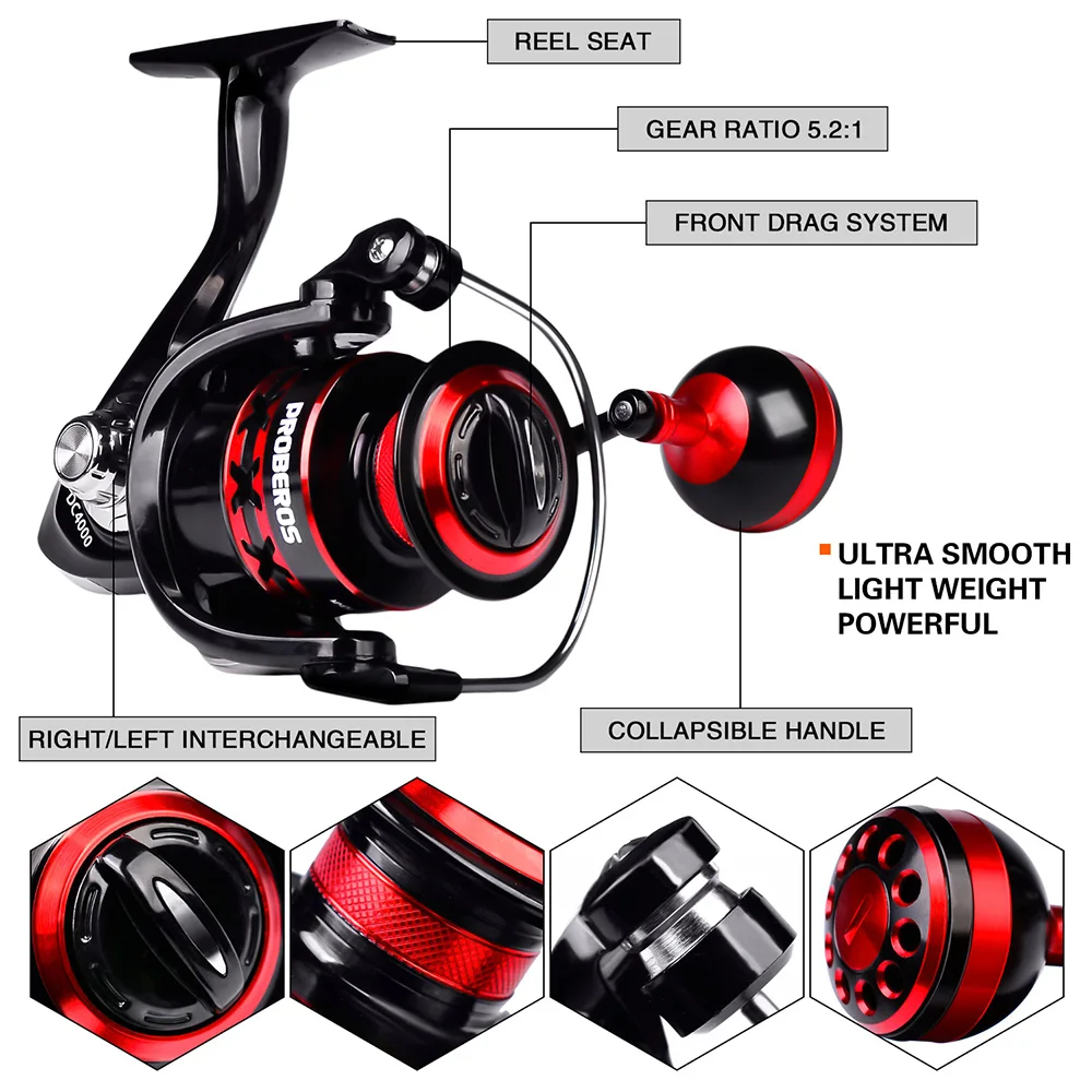 PROBEROS-caña de pescar telescópica, carrete giratorio, conjunto de bolsa de línea de señuelo Duro y suave, 1,8 m-3,6 m - imagen 5
