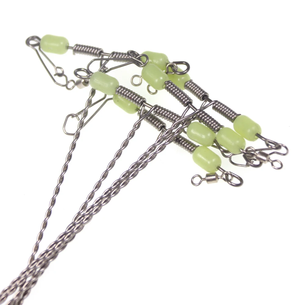 Aparejo de pesca de agua salada en forma de T, brazos de alambre inoxidable de equilibrio de rama con cuentas luminosas, giratorio, accesorios de pesca a presión, 50 piezas - imagen 5