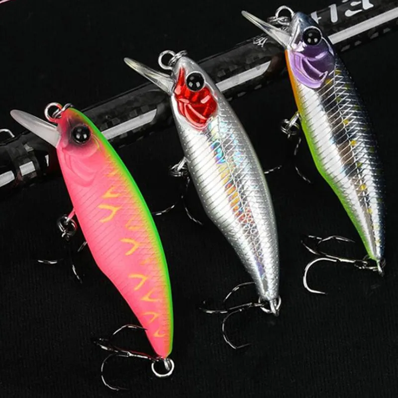 Mini señuelo de Pesca de pececillo, 1 piezas, 5,5 cm, 4,5g, cebo duro Artificial, ojos 3D, Crankbait, Lucio, Wobblers, aparejos de Pesca