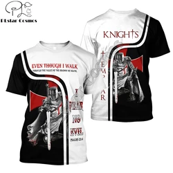 Camiseta Hipster de verano 2025 para hombre, camiseta de manga corta con estampado 3D de Caballero Templario valiente, camisetas informales Unisex TX0180