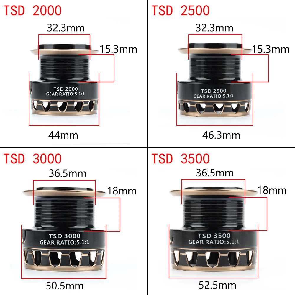 W.P.E-carrete de pesca TSD 5,1: 1, accesorio giratorio 2000/2500/3000/3500 6 + 1BBs 5KG, potencia de arrastre máxima, aparejos de pesca de carpa con un MANDULA gratis - imagen 3