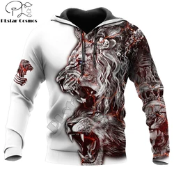 Sudadera de pesca unisex cremallera – Estampado león 3D