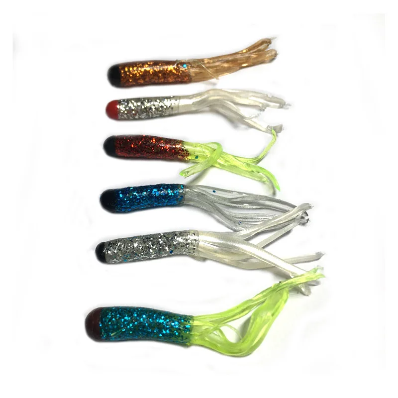 Señuelos tubulares de silicona Artificial, cebos blandos multicolor, 5cm/0,6g, para Barba, Wobblers, aparejos de pesca de carpa, 20 unidades por lote