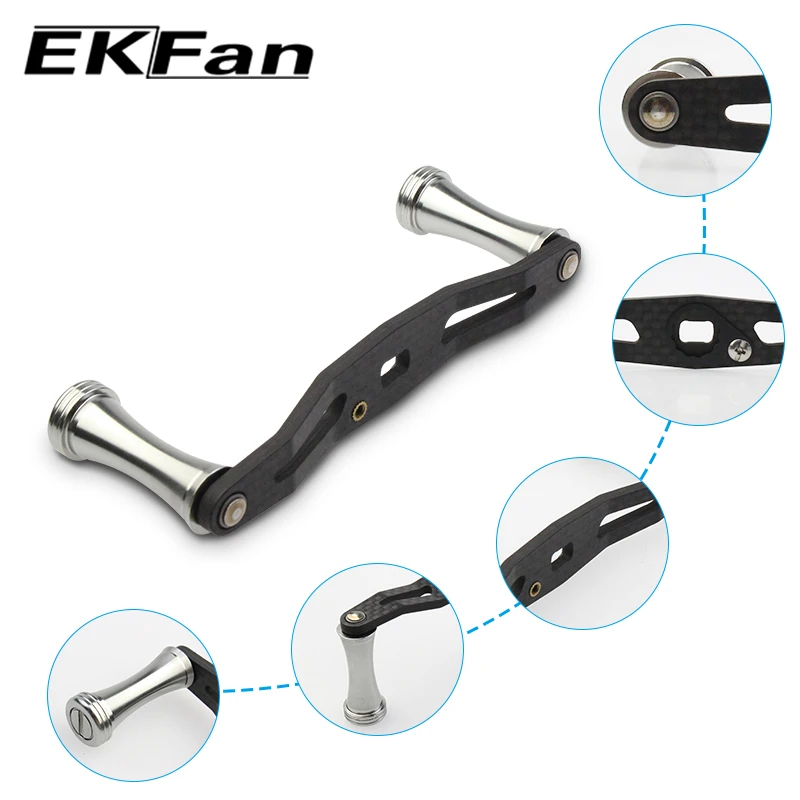 EKFan-mango de carrete de pesca ultraligero de fibra de carbono, 105MM + perilla de metal para carrete de pesca DAIWA de 8x5MM, accesorio DIY - imagen 4