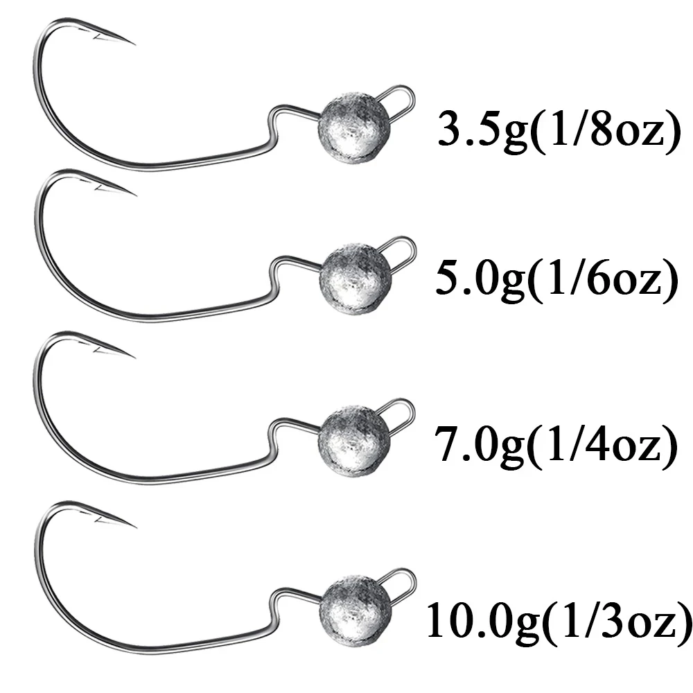 5 unids/lote expuestos manivela cabeza de plomo Jigging gancho plantilla suave gusano anzuelos de pesca señuelo 3,5g 5g 7g 10g 14g pesca accesorios