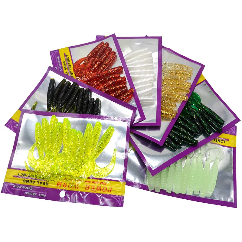 Cebo suave para morder pescado, señuelos de gusanos, pesca de 7cm para agua dulce y salada, bolsa de 10 piezas - imagen 5