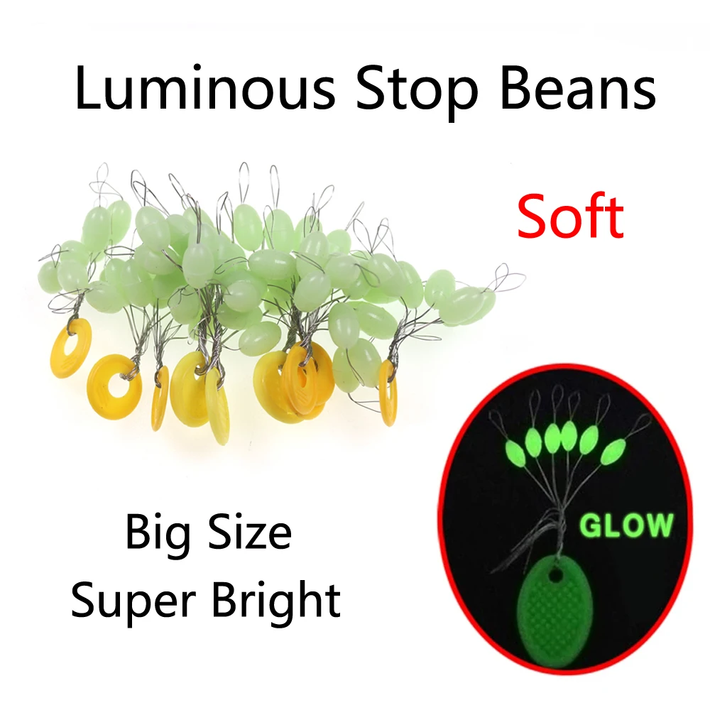 8 juegos = 48 Uds. De topes de gran tamaño, cuentas de amortiguación de goma suave luminosas para equipos de pesca de agua salada, accesorios de pesca prácticos - imagen 4