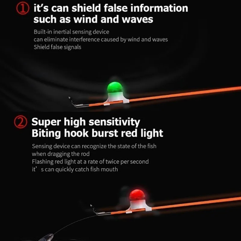 FLYSAND-Luz LED con alarma de pesca, luz nocturna de pesca de carpa, con reconocimiento automático, accesorios de pesca con batería - imagen 4