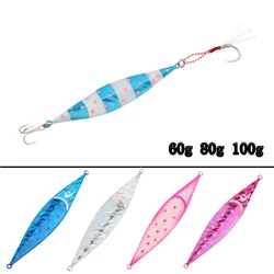 Señuelo luminoso de fundición larga para pesca, cebo de metal de fundición lenta, 60g, 80g, 100g, lure1 Unidad por paquete