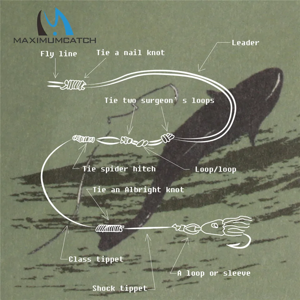 Maximumcatch-Líder cónico de tope plano, línea de guía de pesca con mosca de Punta transparente, totalmente transparente/amarilla, 9 pies/15 pies 3X-5X - imagen 4